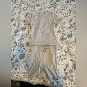 Skims Cotton Ribbed Boxer Set - Oatmeal Heather